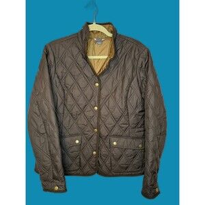 Eddie Bauer Barn Jacket Womens Size Large L Brown Quilted Snap DWR